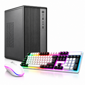 Bitsweb Assembled Desktop CPU with Core i3 Processor, 8GB DDR3 RAM, 256GB SSD, HDMI & VGA Ports, WiFi Dongle, RGB Gaming Keyboard & Mouse Set